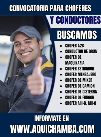 OPORTUNIDAD DE EMPLEO PARA CHOFERES/CONDUCTORES