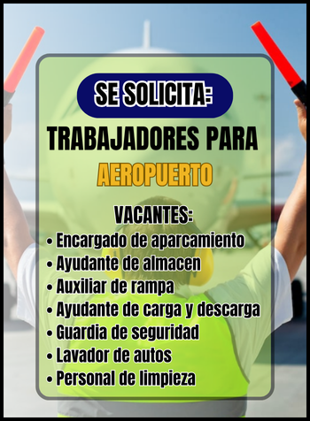 SE REQUIERE PERSONAL PARA LABORAL EN AEROPUERTO